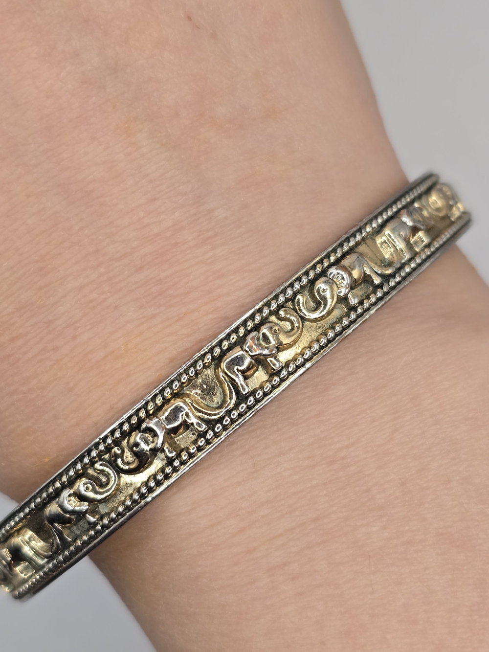 Handcrafted Two-Tone Gold Tone Elephant Motif Bangle